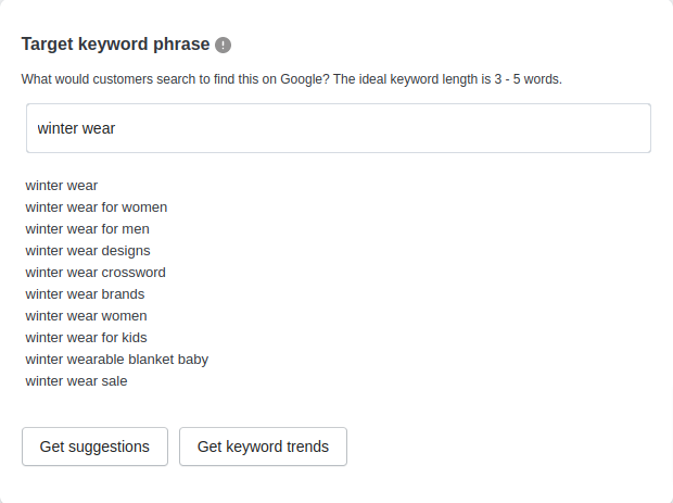 add target keywords automatically to meta tags